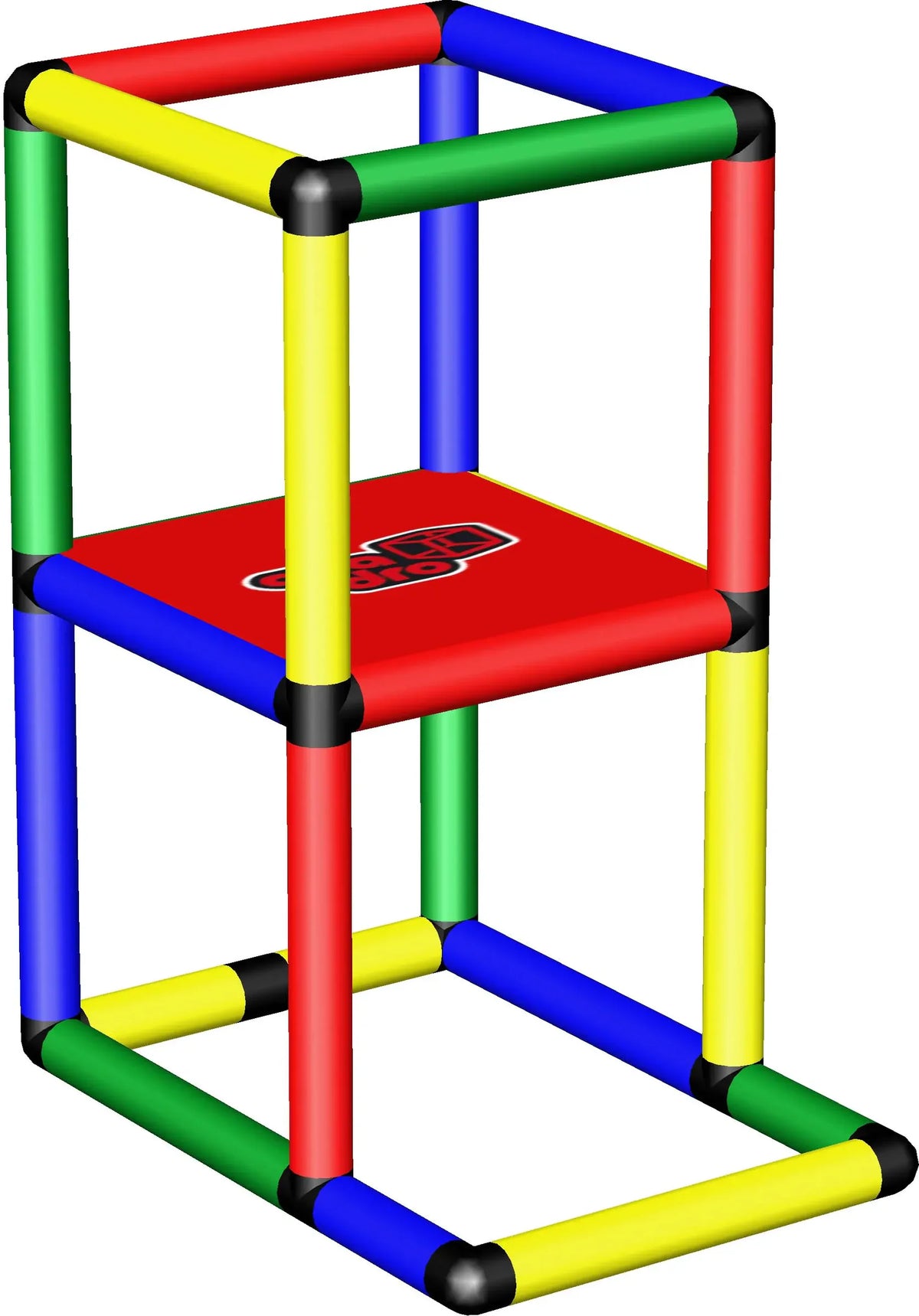 Tall QUADRO learning tower with enclosed upper rails and red platform
