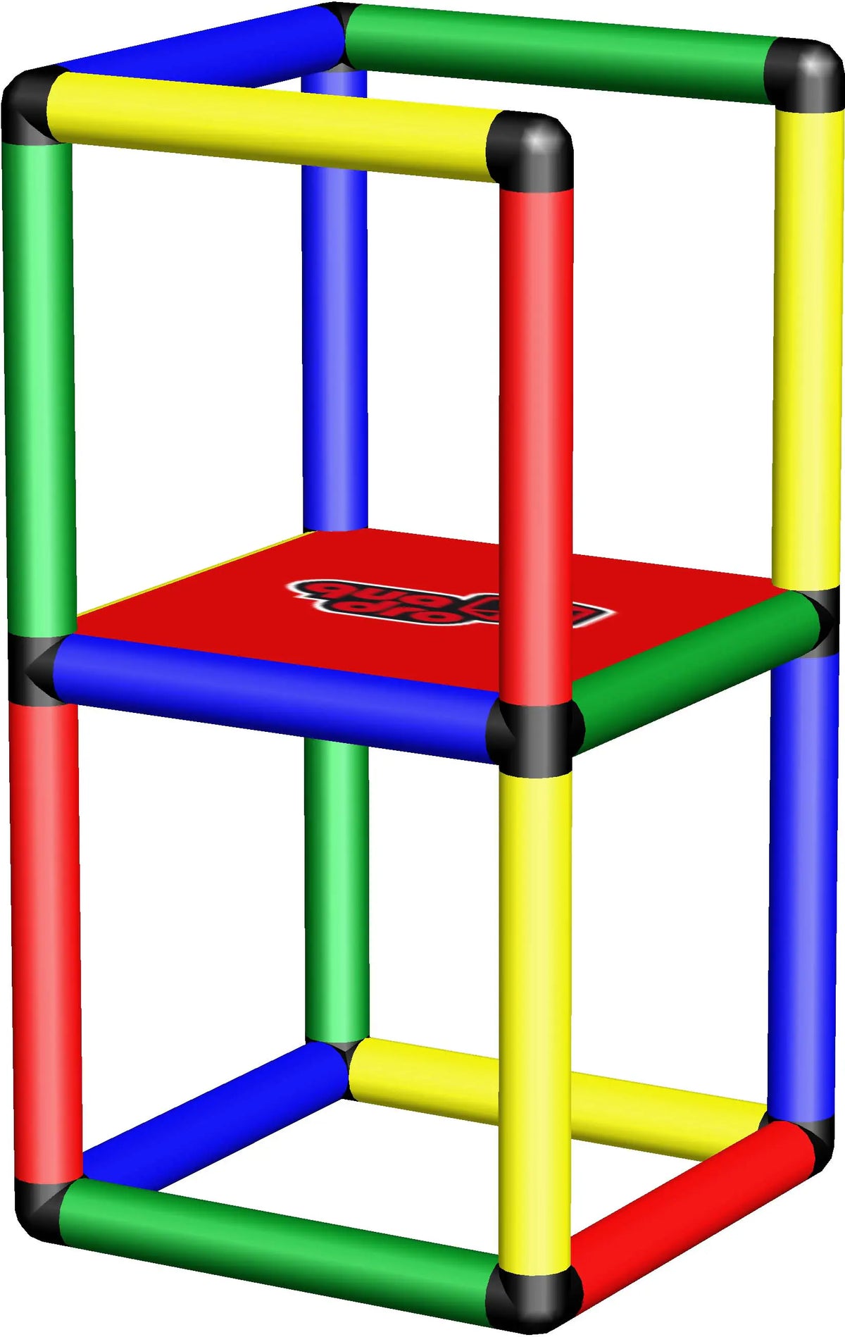 Square QUADRO learning tower with red platform and multicoloured rails
