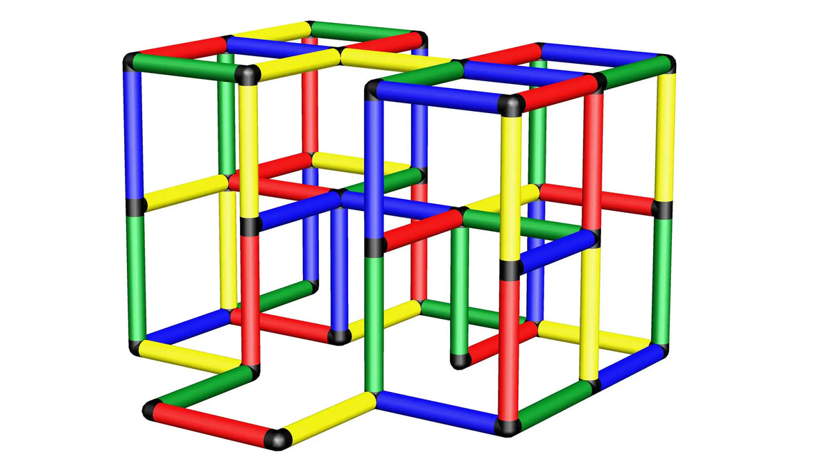 Three-dimensional view of four connected QUADRO climbing cubes